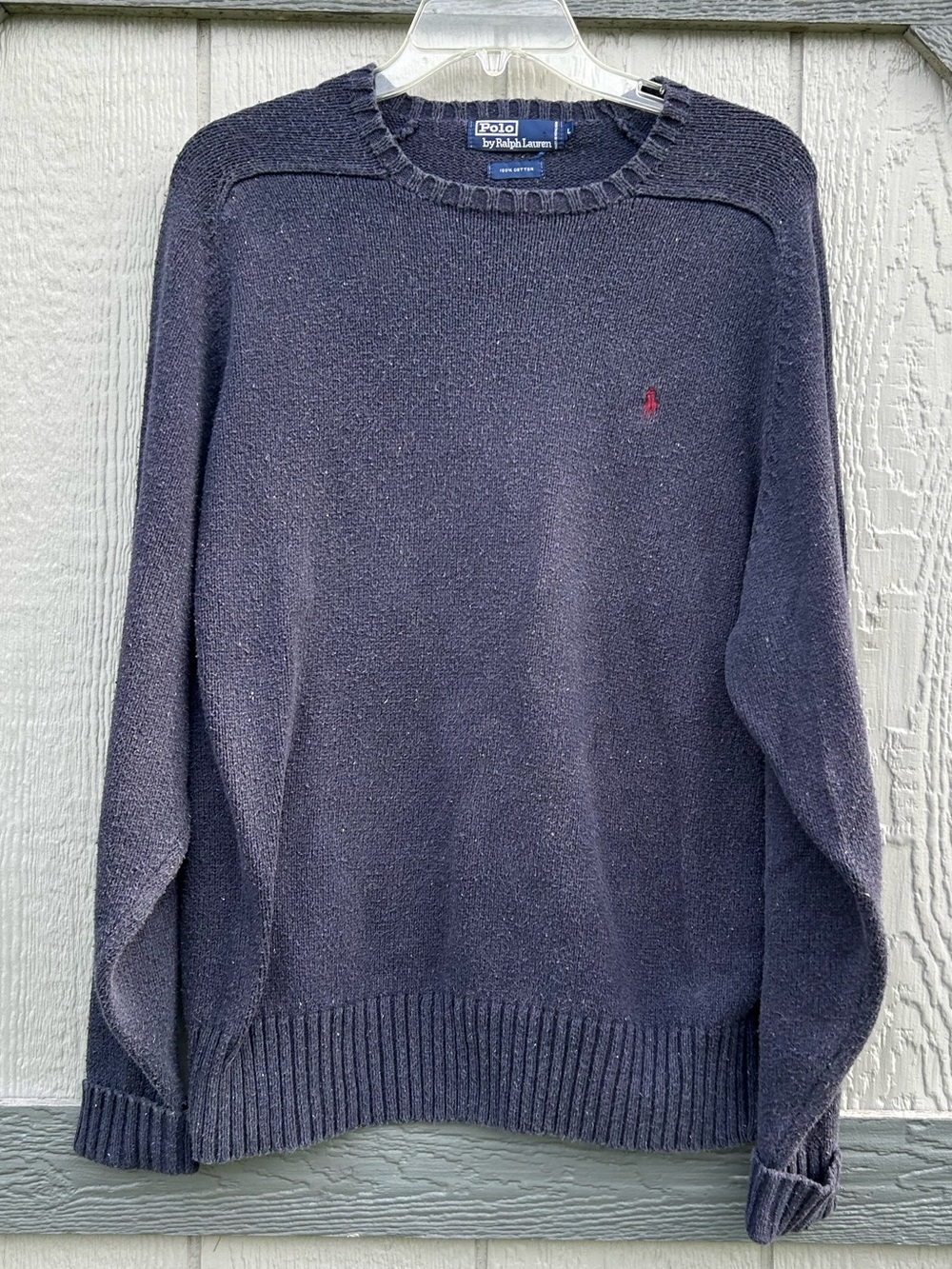 Vintage Polo Ralph Lauren Navy Blue Cotton Crewneck Sweater Men’s Large